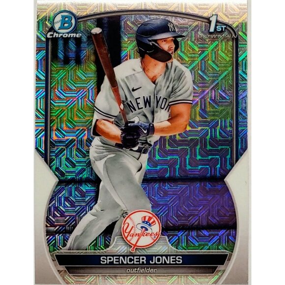 SPENCER JONES ROOKIE MOJO REFRACTOR "1ST BOWMAN" 2023 BOWMAN CHROME, YANKEES! - Picture 1 of 3